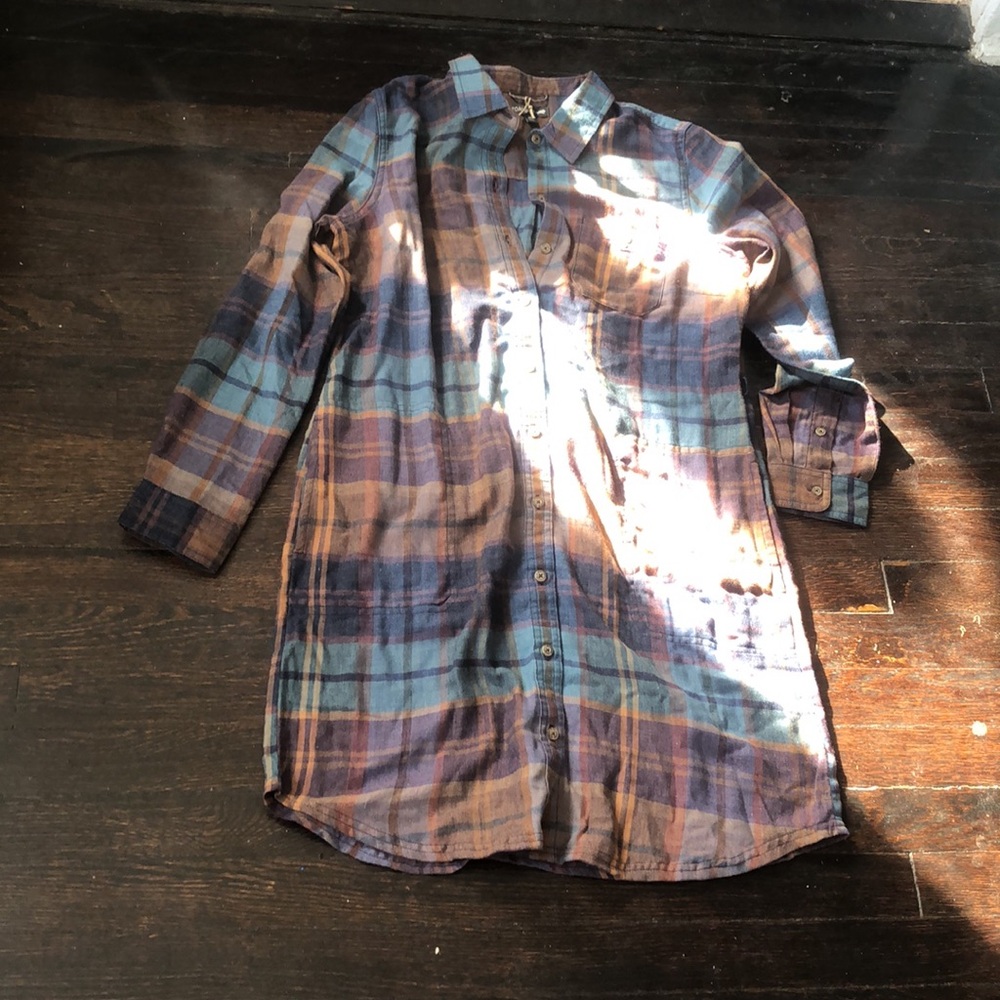 Toad&Co Plaid Shirt Dress - Blue and Brown - Picture 4 of 10